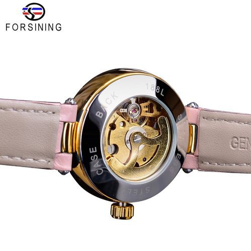 SKAGEN　自動巻き　腕時計　スケルトン　ピンクゴールド Forsining ピンク レディーダイヤモンド自動巻き時計レディース